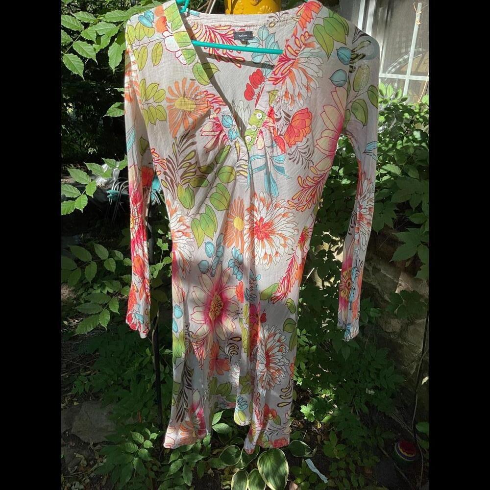 Natura Floral Beach Coverup, Vacation, Coastal, Cruise Size Small - Picture 1 of 9